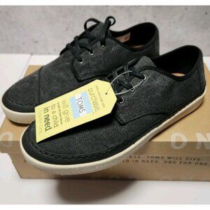 TOMS Paseo Lace Up Sneakers Mens 9 Black Washed Shoe New In Box 10009847